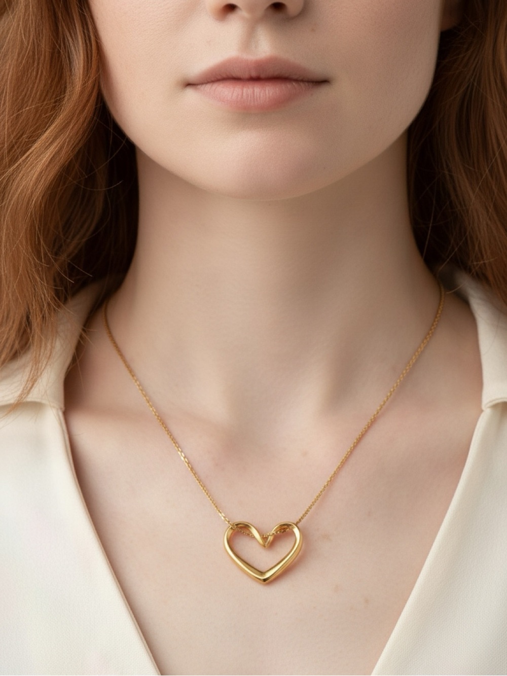 18k Gold plated Heart Pendant Necklace - Women Jewelry